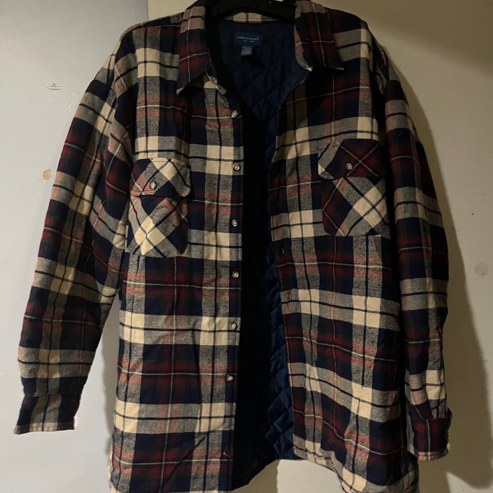 Towncraft Navy and Cream Plaid Shirt Jacket